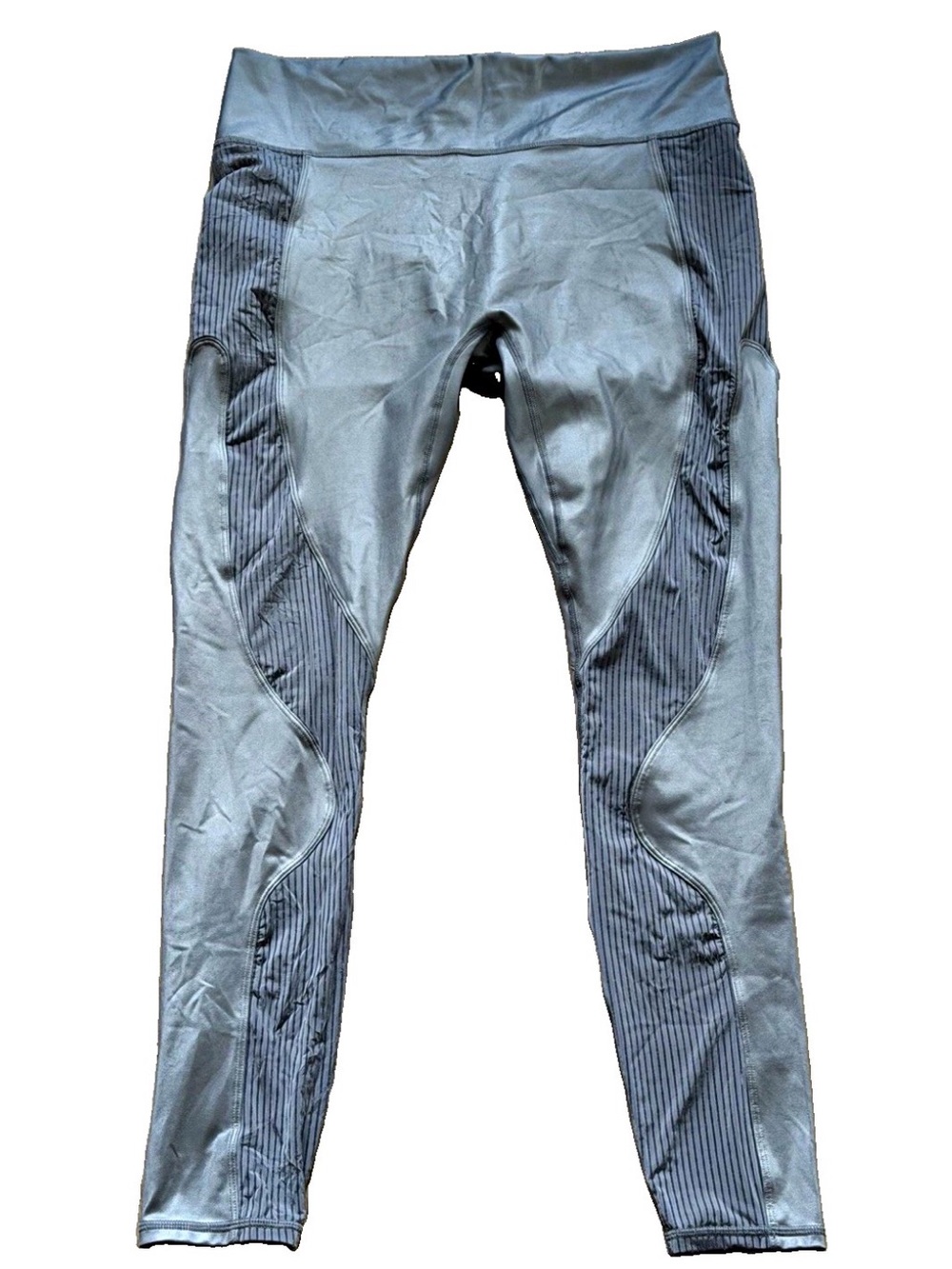 Fabletics Gray Performance Leggings with Textured Side Panels